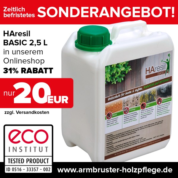 HAresil Basic mineralische Holzschutz Lasur 2,5 Liter